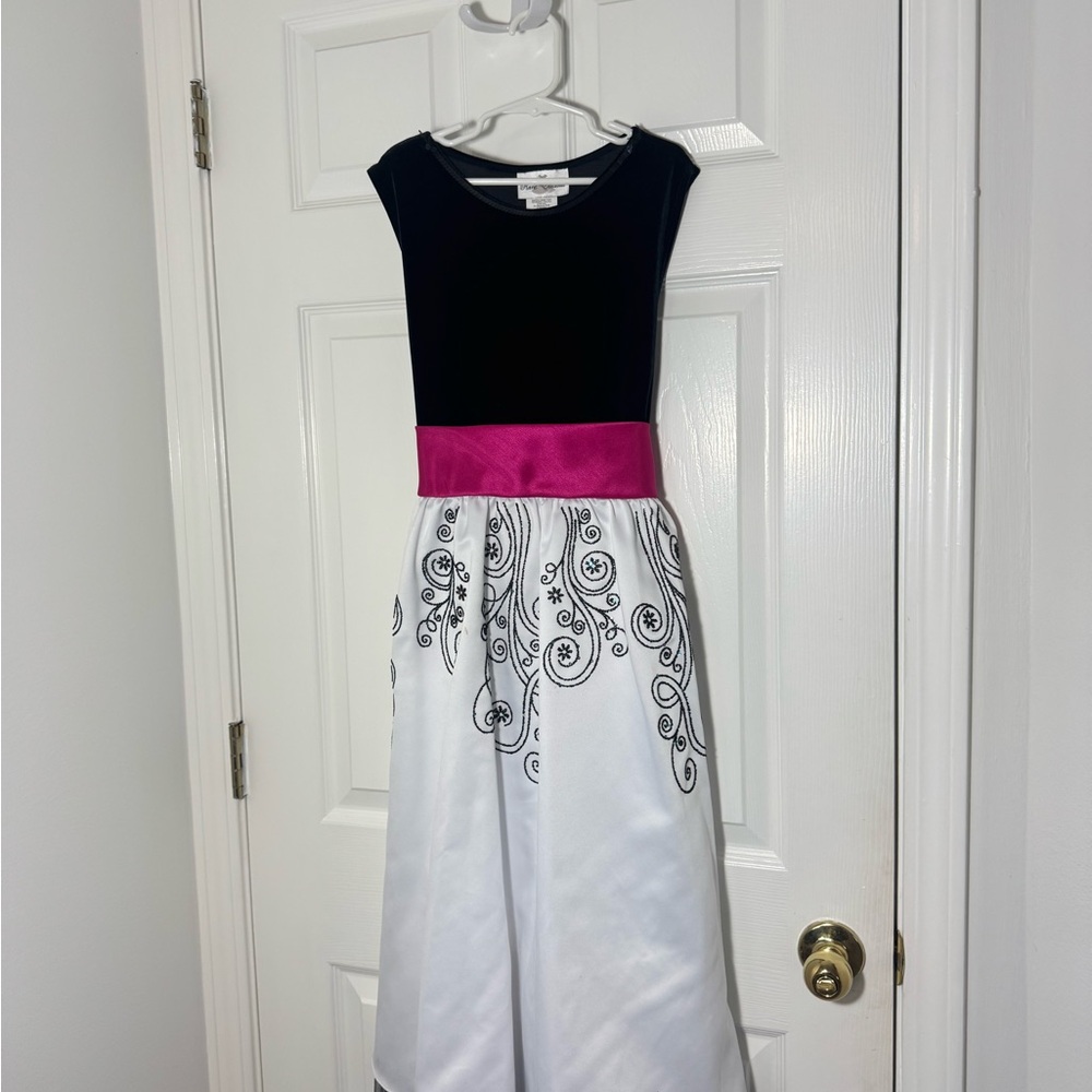 Elegant Black and White Kids Dress with Pink Accent